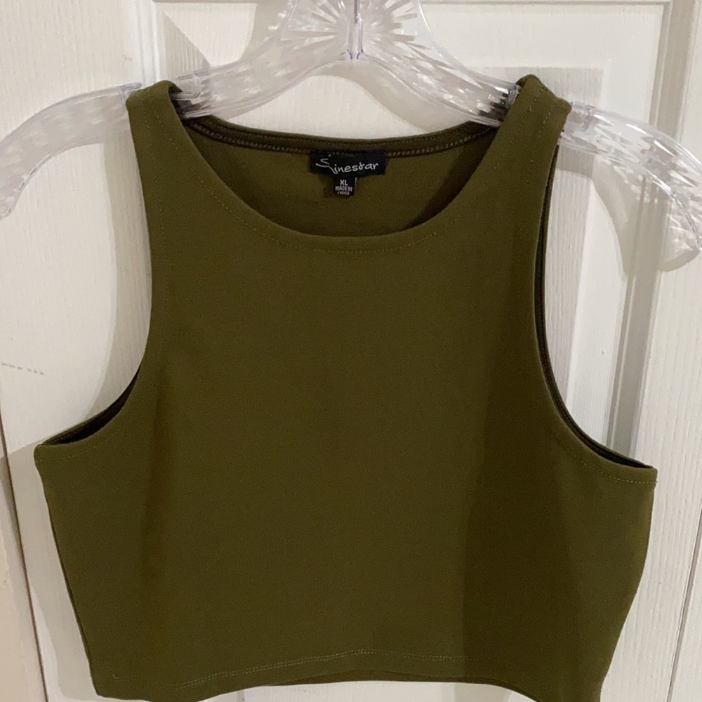 green crop top